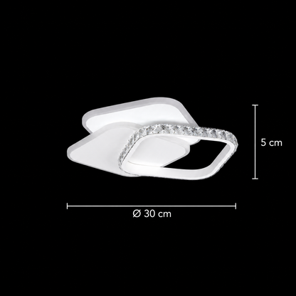 Lustre LED en cristal ANASTASIA 39W, Diamètre 30cm, Lumière Froide/Chaude/Neutre, Blanc