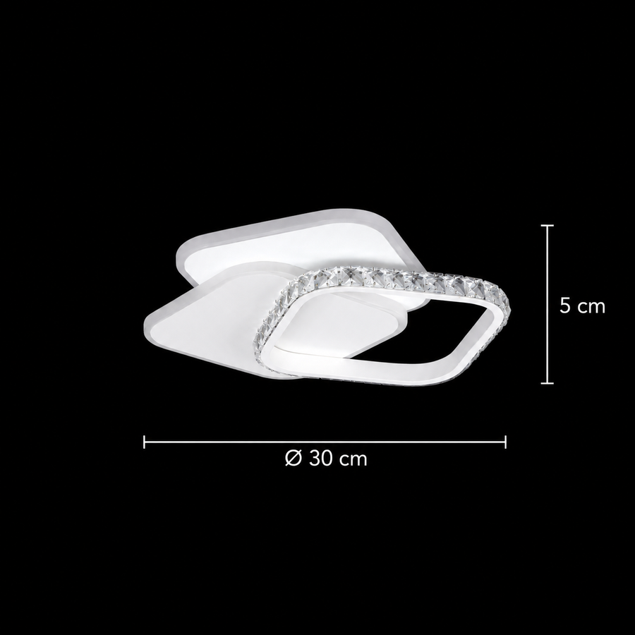 Lustre LED en cristal ANASTASIA 39W, Diamètre 30cm, Lumière Froide/Chaude/Neutre, Blanc