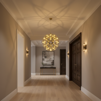 Lustre Crystal LED KILKENNY Culmino, 144 W, lumière neutre, diamètre 60 cm, doré