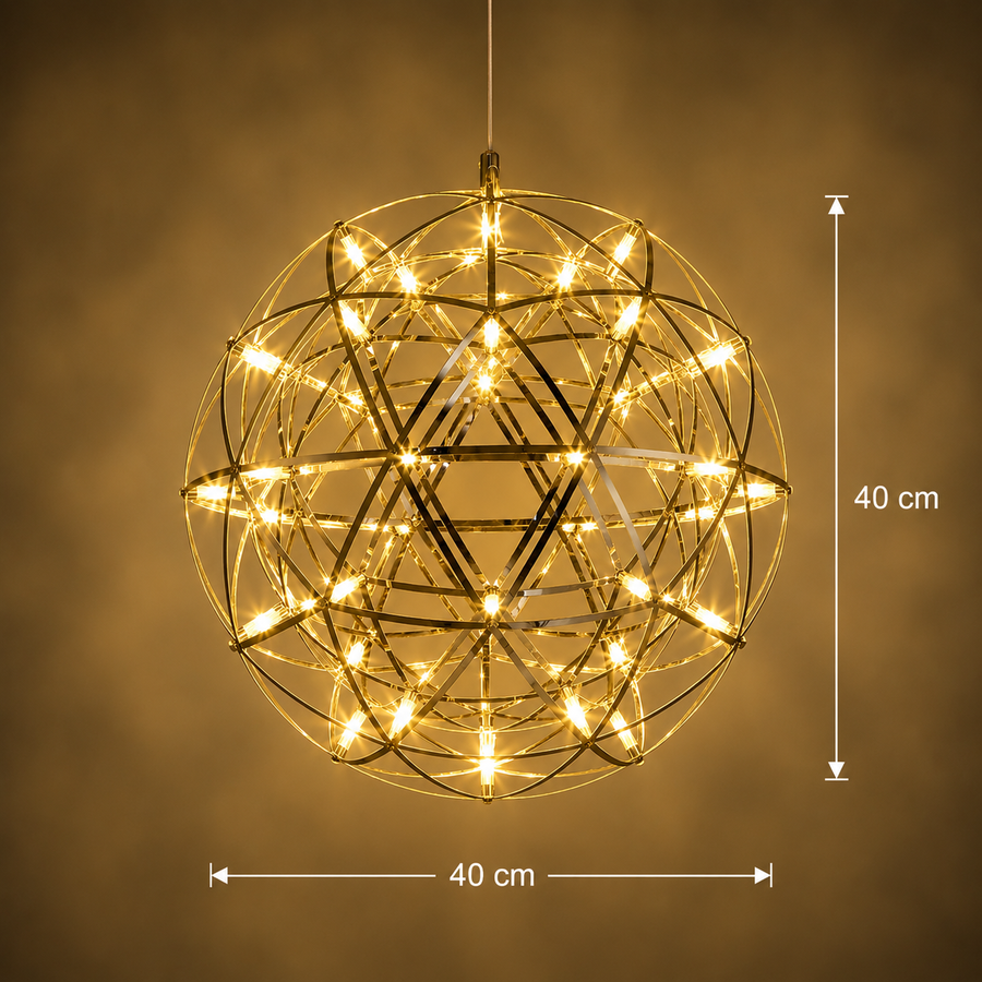 Lustre Crystal LED KILKENNY Culmino, 144 W, lumière neutre, diamètre 60 cm, doré