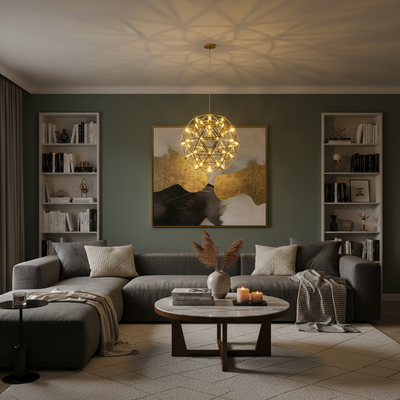 Lustre Crystal LED KILKENNY Culmino, 144 W, lumière neutre, diamètre 60 cm, doré