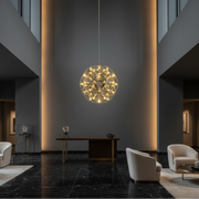 Lustre Crystal LED KILKENNY Culmino, 144 W, lumière neutre, diamètre 60 cm, doré