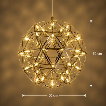 Lustre Crystal LED KILKENNY Culmino, 144 W, lumière neutre, diamètre 60 cm, doré