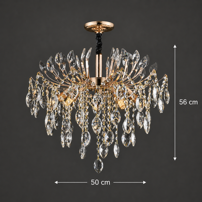 Lustre en cristal PALERMO Eleganza 5xE14, diamètre 50cm, doré