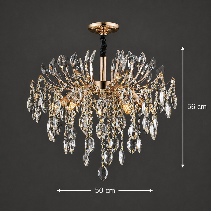 Lustre en cristal PALERMO Eleganza 5xE14, diamètre 50cm, doré