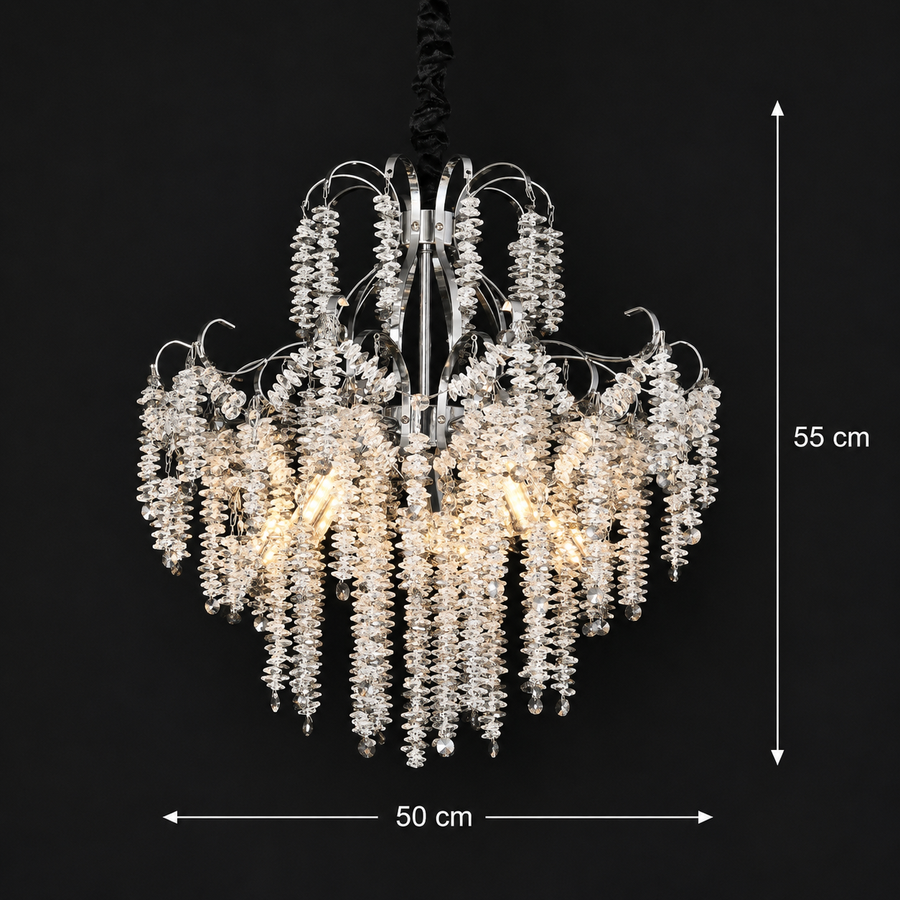 Lustre en cristal CC9311/5CH, 5x E14, diamètre 50 cm, chromé