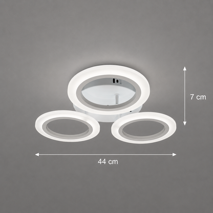 GRAND Lustre LED 27W, 3 Cercles, Lumière Neutre, Blanc