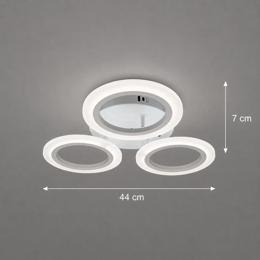 GRAND Lustre LED 27W, 3 Cercles, Lumière Neutre, Blanc