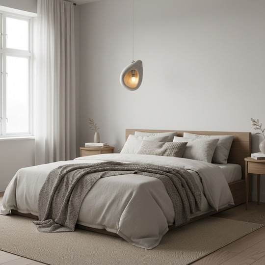 FOAMER Lustre Moderne, 35 cm, Suspendu, 1x E27, Blanc, Métal et Mousse, Hauteur Réglable