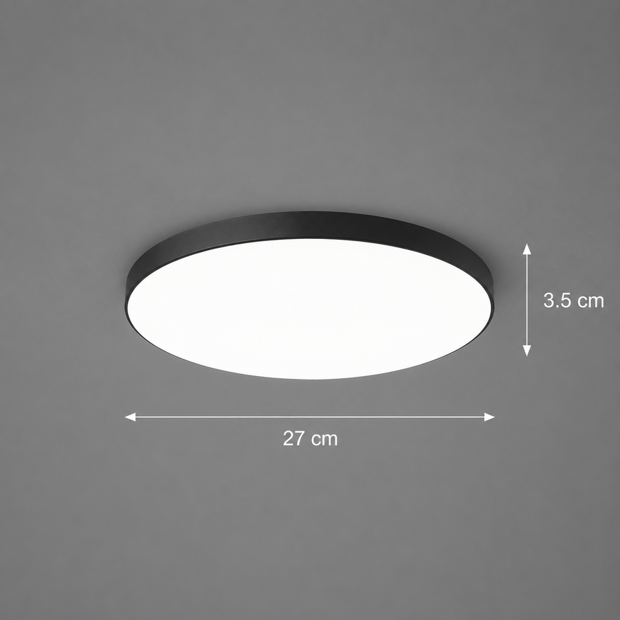 Plafonnier LED SOLIS 27cm 20W Lumière Froide, Noir
