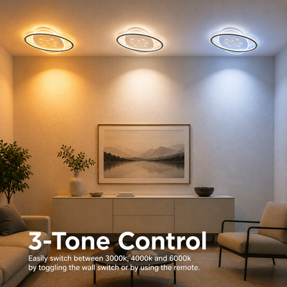 Lustre LED avec télécommande VOLTA 125W, Ovale, Lumière Froide/Chaude/Neutre, Dimmable, Noir