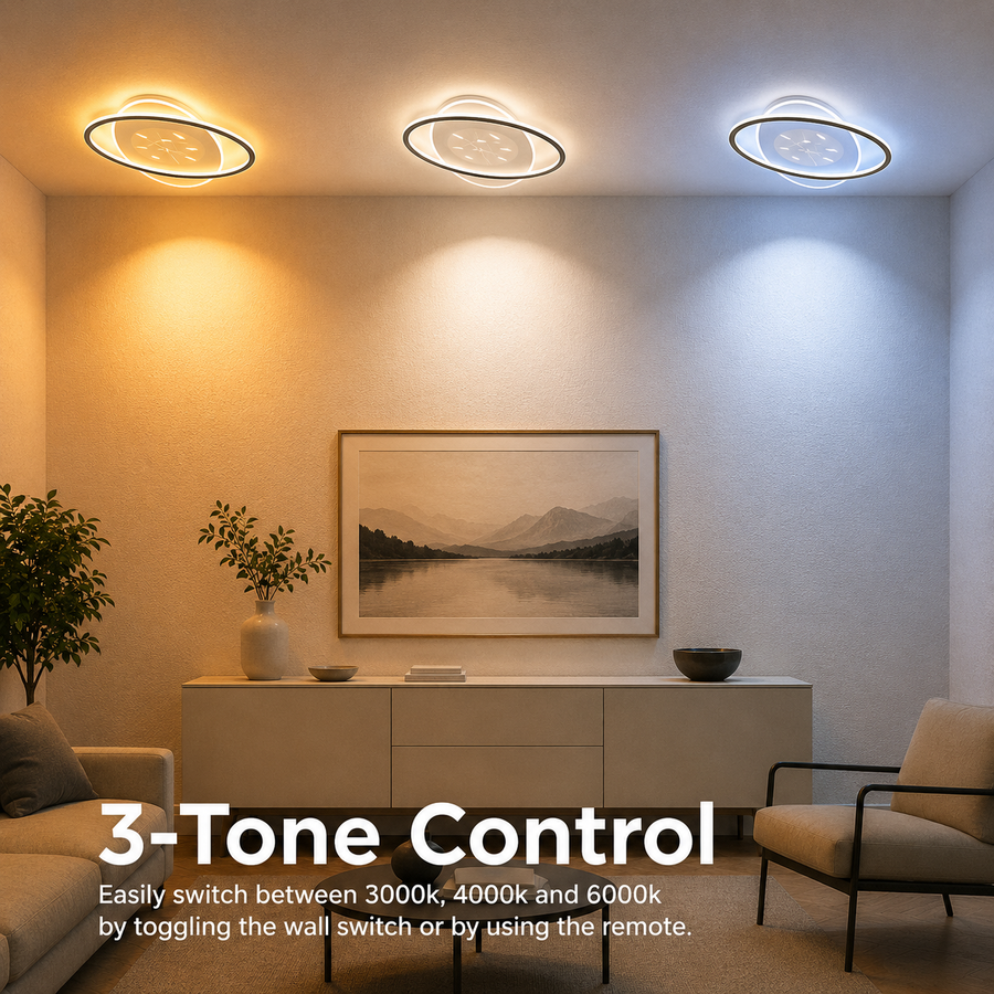 Lustre LED avec télécommande VOLTA 125W, Ovale, Lumière Froide/Chaude/Neutre, Dimmable, Noir