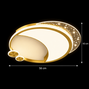 Lustre LED Marco avec télécommande, 51 W, variable, doré, métal, acrylique et verre, 3000K/4000K/6000K
