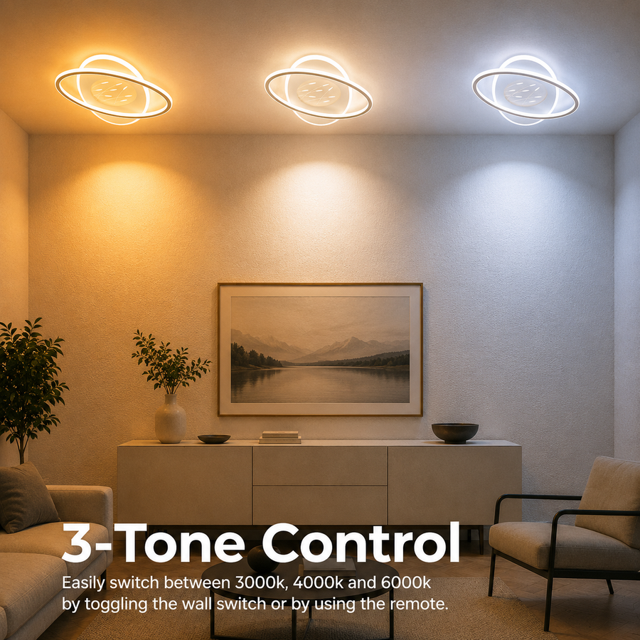 Lustre LED avec télécommande VOLTA 125W, Ovale, Lumière Froide/Chaude/Neutre, Dimmable, Blanc