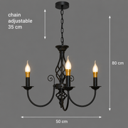 ANJOUX Lustre Elégance, 3xE14, diamètre 50 cm, noir, hauteur réglable, métal