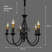 Lustre Perla, 5xE14, 49x37cm, Noir, Hauteur réglable