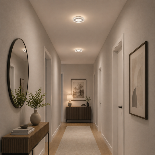 Lustre LED CELUN, 33W, diamètre 21cm, lumière chaude/neutre/froide, blanc, métal et acrylique