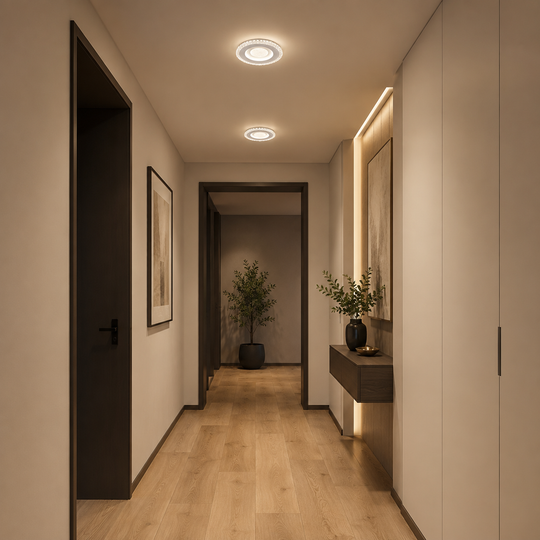 ALAJA Lustre LED, 33W, diamètre 22cm, Lumière Chaude/Neutre/Froide, Blanc, Métal et Acrylique