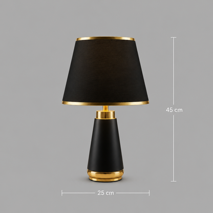 Veioza VZ210BK, 1x E27, métal et textile, noir et or