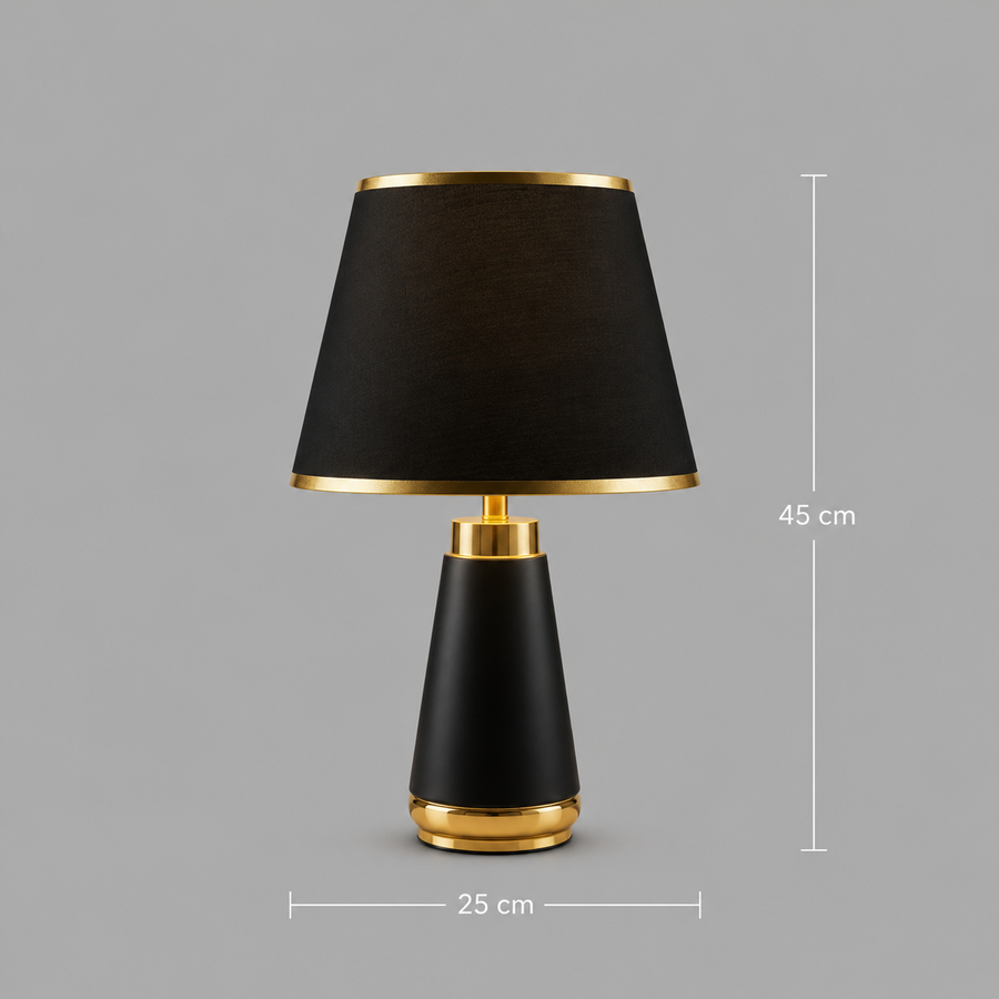 Veioza VZ210BK, 1x E27, métal et textile, noir et or
