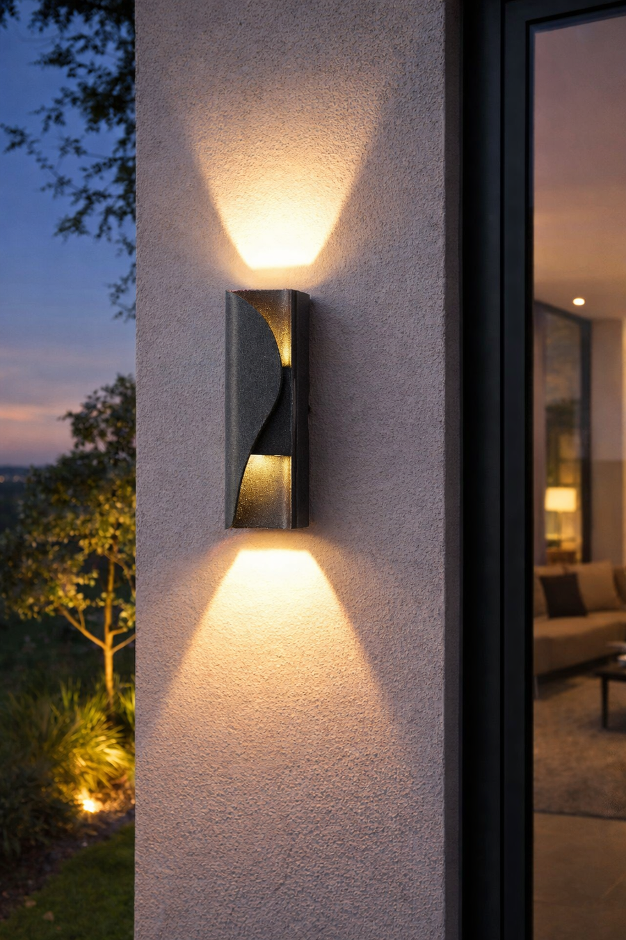 Applique murale LED Fantas extérieur et intérieur, 2 sources x 1W, IP65, métallique, noir, 3000K