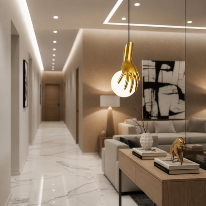 Aplica LED Decorativa MANOS, 13x120cm, 1xE27, Sticla si Resina, Auriu