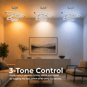 Lustre lumineux LED PRISM, cristal et métal, 210W, 4 cercles, intensité variable, lumière froide/chaude/neutre, éclairage luxueux