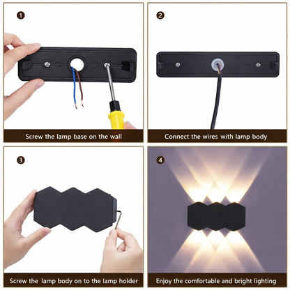 Applique murale d'extérieur LED Ellis, 6 W, 6 sources lumineuses, lumière chaude, noir