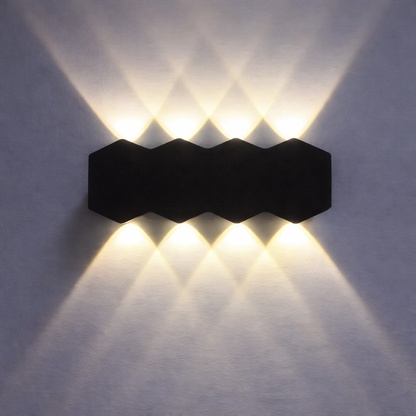 Applique murale LED extérieure et intérieure, 4 Sources x 1W, IP65, ABS, Noir, 3000K