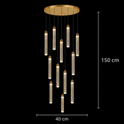 Lustre LED suspendu en cristal, Justinien, diamètre 60 cm, hauteur réglable, doré, métal et cristal