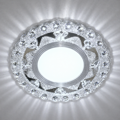 Spot LED ORBITA, 5W, Rotund, Lumina Rece + RGB, Alb, Rasina si Sticla