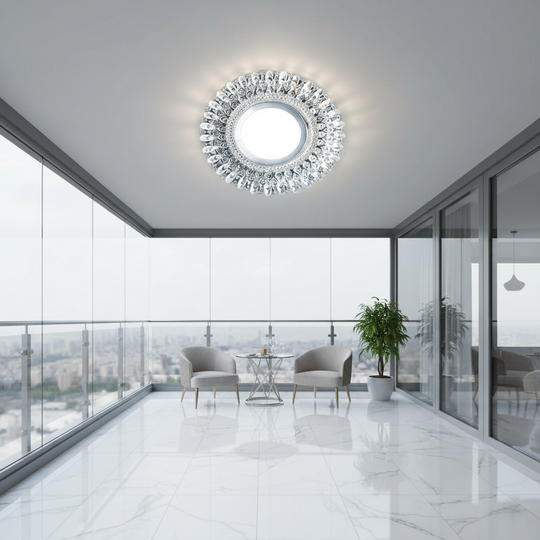 Spot LED ORBITA, 5W, Rond, Lumière Froide + RGB, Blanc, Résine et Verre