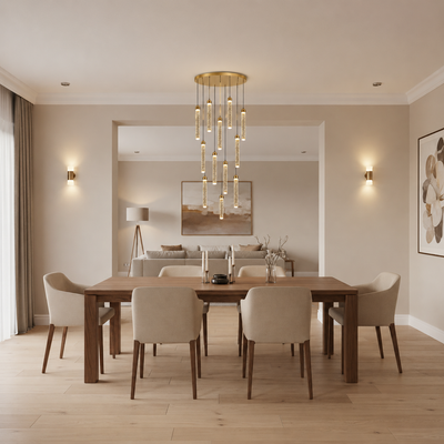 Lustre LED suspendu en cristal, Justinien, diamètre 60 cm, hauteur réglable, doré, métal et cristal