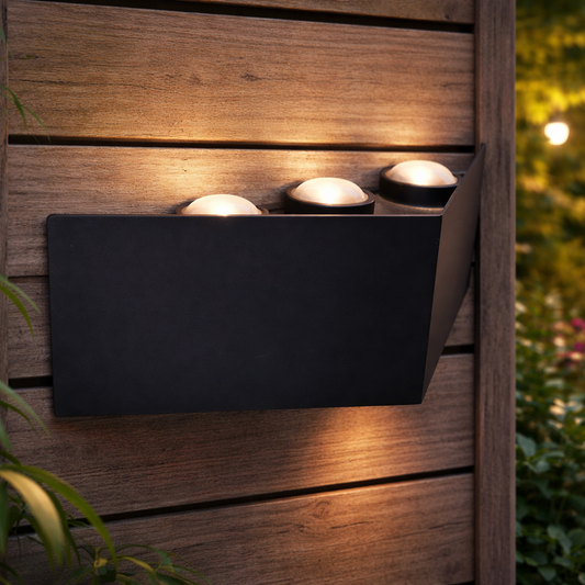 Applique murale LED extérieure et intérieure, 4 Sources x 1W, IP65, ABS, Noir, 3000K