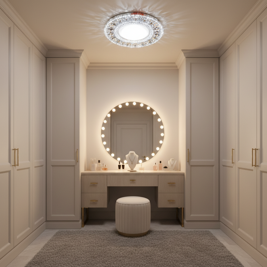 Spot LED ORBITA, 5W, Rotund, Lumina Rece + RGB, Alb, Rasina si Sticla