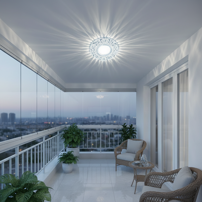 Spot LED ORBITA, 5W, Rotund, Lumina Rece + RGB, Alb, Rasina si Sticla