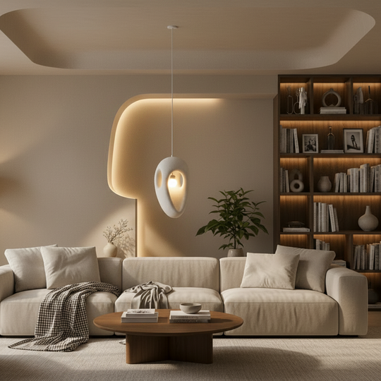 Lustre moderne EON Eleganza, 49 cm, suspendu, 1 X E27, blanc, métal et mousse, lustres classiques à hauteur réglable Titre par défaut Alessandro Design