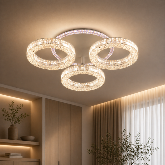 Lustre LED RONDA Nobile avec télécommande 46W, 3 Cercles, Lumière Froide/Chaude/Neutre, Dimmable, Lustre LED Blanc avec Télécommande Default Title Alessandro Design