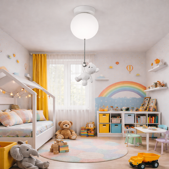 Lustre LED URSULETI CP210 Globe 15 cm, hauteur 47 cm, 1xE27, lustres pour enfants suspendus, en métal et acrylique Default Title Alessandro Design