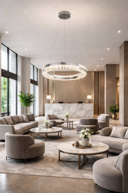Lustre LED CC23007/500CH, diamètre 50 cm, hauteur 120 cm, IP20, lumière froide/neutre/chaude, variable, argent, cristal, acier