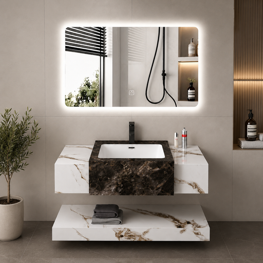 Ensemble de meubles de salle de bain VANTA, 80 cm, 3 pièces, meuble de salle de bain blanc Titre par défaut Alessandro Design