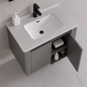 Set Mobilier TIVOLI pentru Baie , Dulap Lavoar+Dulap Oglinda 60cm, 2 Piese, Gri si Alb