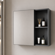 Set Mobilier SIENA pentru Baie ,Dulap Lavoar+Dulap Oglinda 80cm, 2 Piese, Gri si Alb