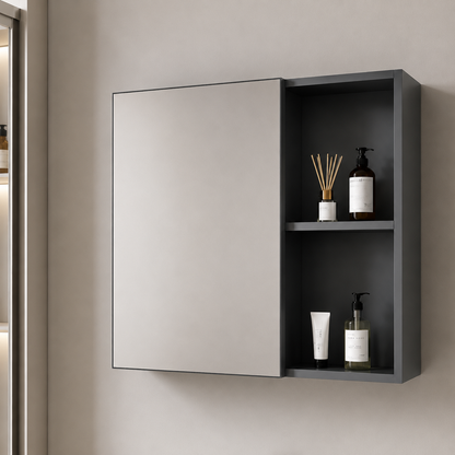 Set Mobilier SIENA pentru Baie ,Dulap Lavoar+Dulap Oglinda 80cm, 2 Piese, Gri si Alb