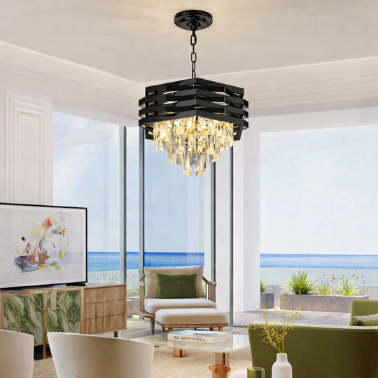 Lustre en cristal HEXA Ø30cm 3xE14 Lustres en cristal noirs à hauteur réglable Titre par défaut Alessandro Design