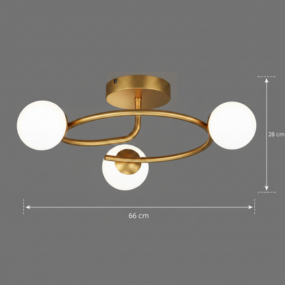Lustre LED et cristal ORBIT, 66cm, 3xE27, Globes, Or