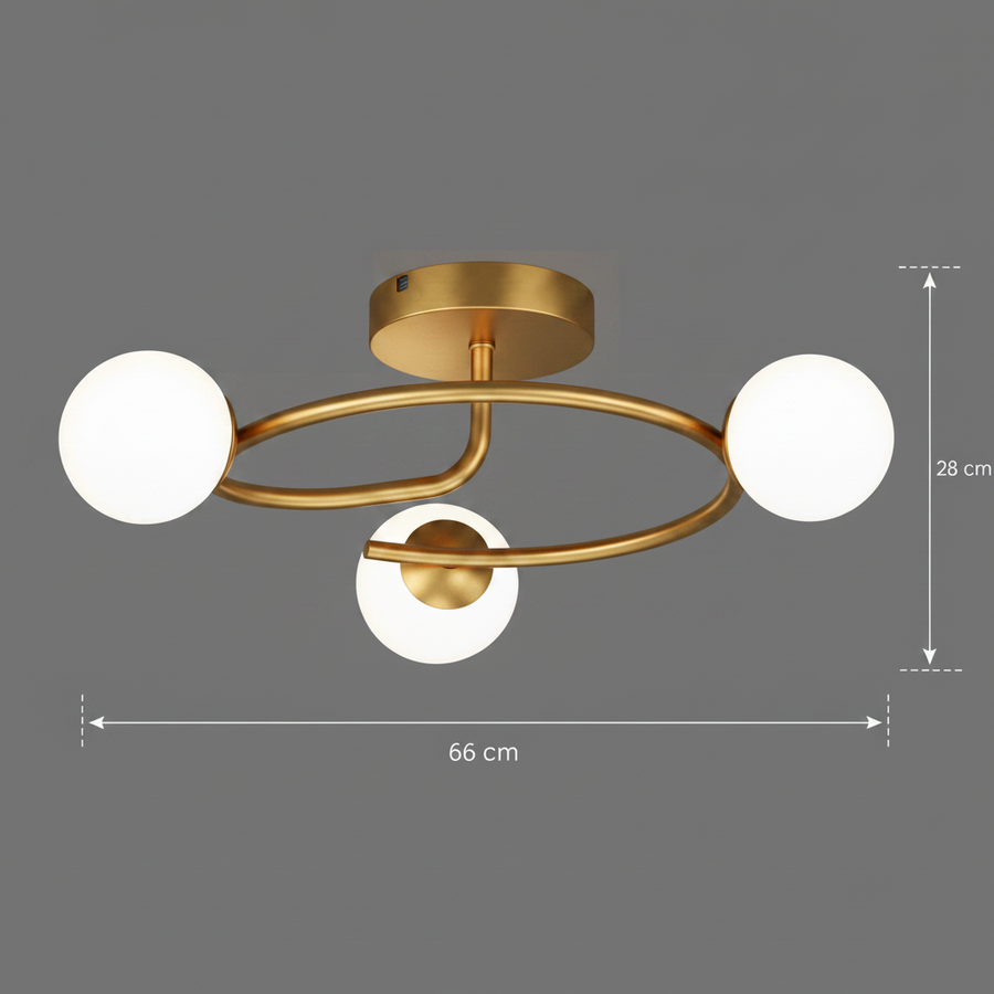 Lustre LED et cristal ORBIT, 66cm, 3xE27, Globes, Or