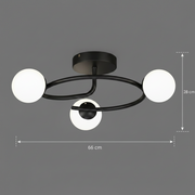 Lustre LED et cristal ORBIT, 66cm, 3xE27, Globes, Noir