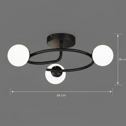 Lustre LED et cristal ORBIT, 66cm, 3xE27, Globes, Noir