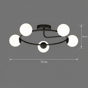 Lustre LED et cristal ORBIT, 72cm, 5xE27, Globes, Noir
